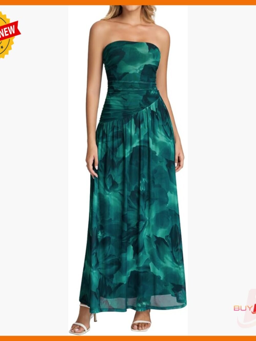 Flowy Strapless Maxi Dress Formal Wedding Guest Cocktail Dress